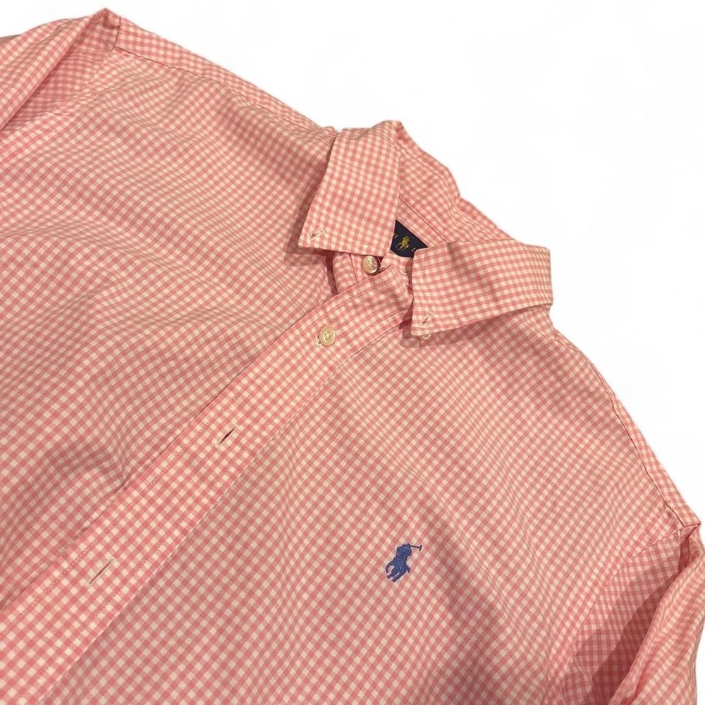 Polo Ralph Lauren Pink Gingham Button Up Shirt Mens Medium
